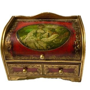 Vintage Musical Wood Jewelry Box Victorian Couple by MIM Lador Inc